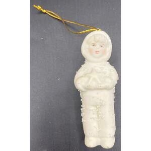 Vintage Snow boy white figurine ceramic christmas Ornament